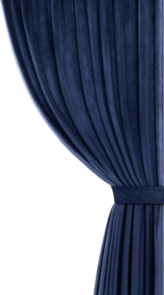 Velúrová šerpa SOFT VELVET tmavomodrá 8x140 cm