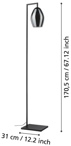 Eglo 390256 - Stojacia lampa ESTANYS 1xE27/40W/230V dymová