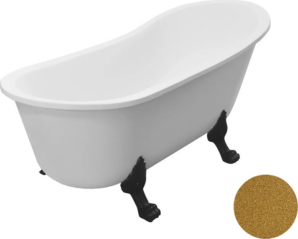 Besco Akrylátová voľne stojaca vaňa Olaya Glam Z 160x68 bez prepadu BESCO-Typ výpuste: Click-Clack bez prepadu, chróm, BESCO-Nôžky: Chróm
