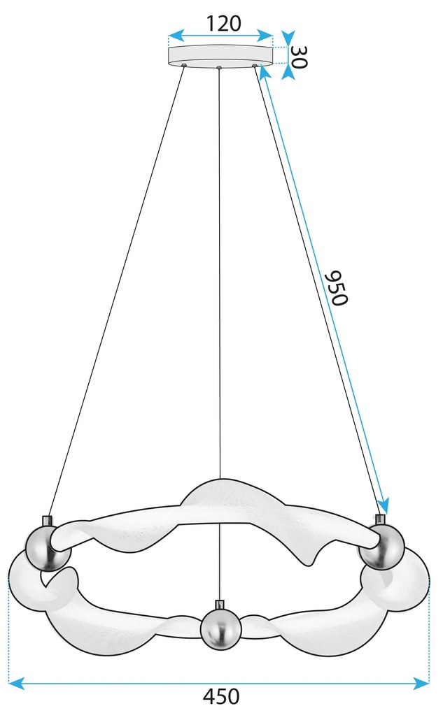 Toolight Toolight, LED závesné osvetlenie 45cm, 29W, 2500lm, 4000K, G010-CP, zlatá-biela, OSW-06317
