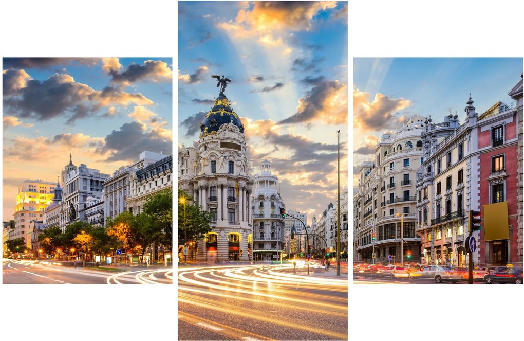 Obraz - Calle Gran Vía, Madrid, Španielsko (90x60 cm)