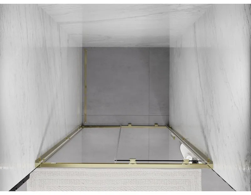 Mexen Exo, posuvné sprchové dvere 120 cm, číre sklo, zlatá, 8151-120-000-50-00