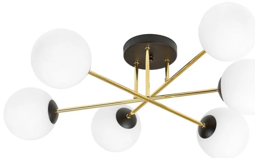 Luster na tyči MAGNUM 6xE14/10W/230V biela/zlatá/čierna