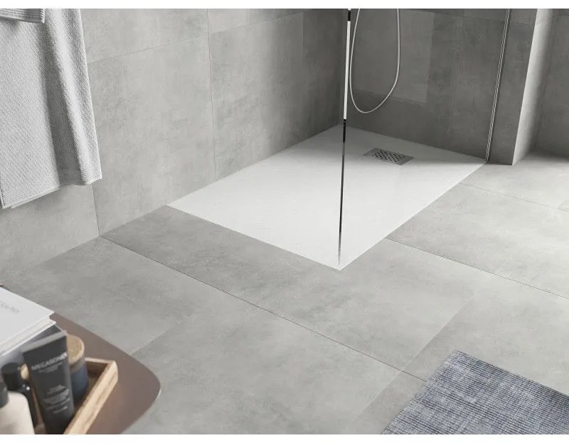 Mexen Hugo, obdĺžniková sprchová vanička SMC 100 x 80 cm, biela, oceľová krytka, 42108010-X