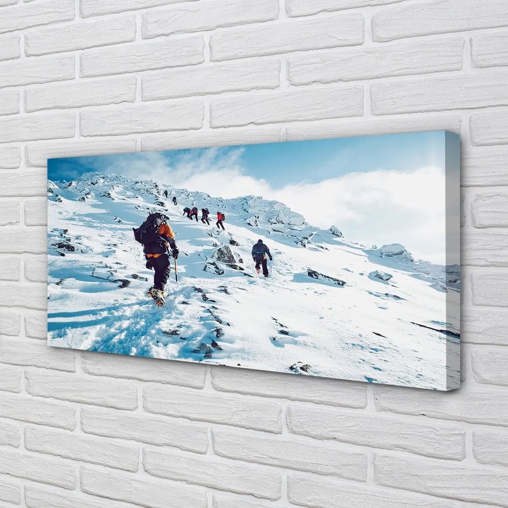 Obraz canvas Lezenie na hory v zime 120x60 cm