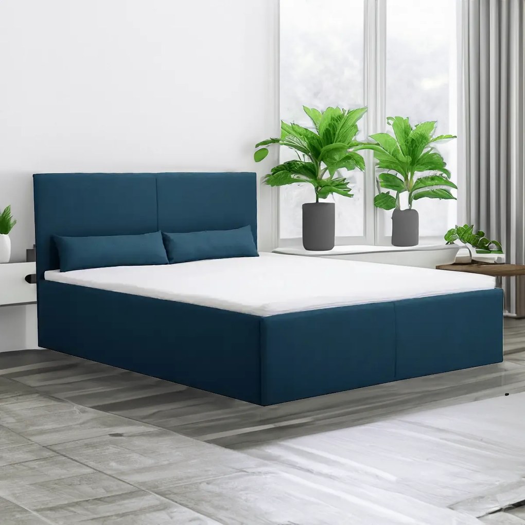 Čalúnená posteľ s úložným priestorom a matracom KARL 160 x 200 cm Námorník