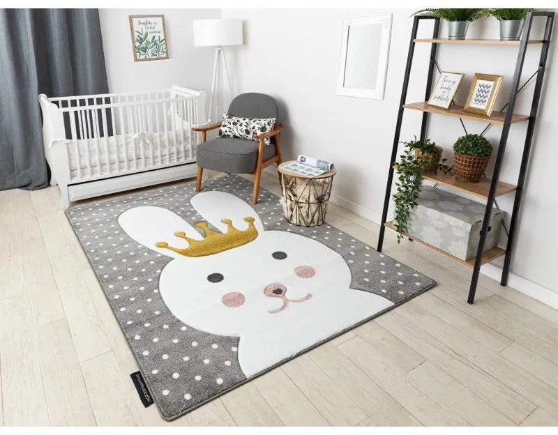 styldomova Detský sivý koberec PETIT Zajac