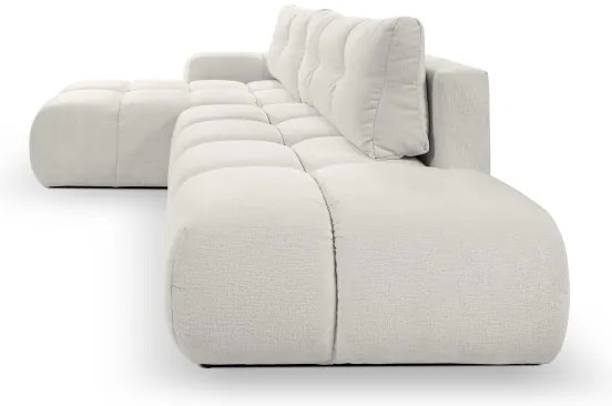 Rozkladacia rohová čalúnená sedacia súprava s úložným priestorom do L ALMADA ľavá béžová