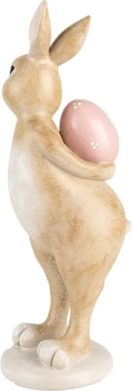 Dekorácia hnedý králik s ružovým vajíčkom - 10*12*31 cm