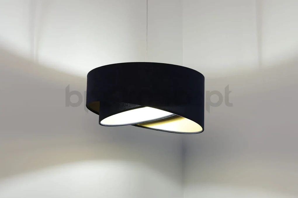 Dizajnová závesná lampa Grismo, modrá/zlatá