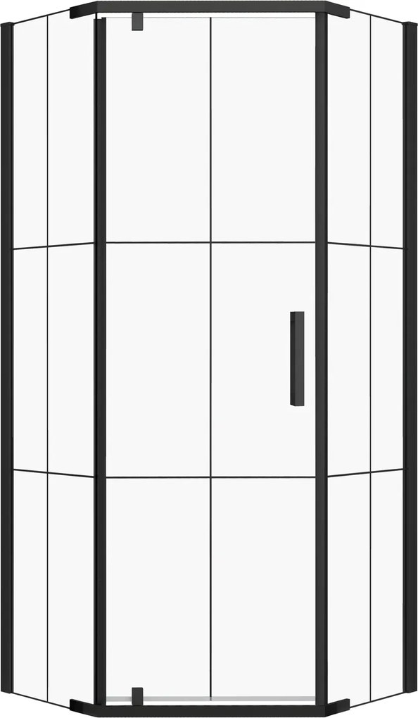 Novoterm Päťuholníkový sprchový kút NV-Metro 90x90, čierny/transparent - bez vaničky