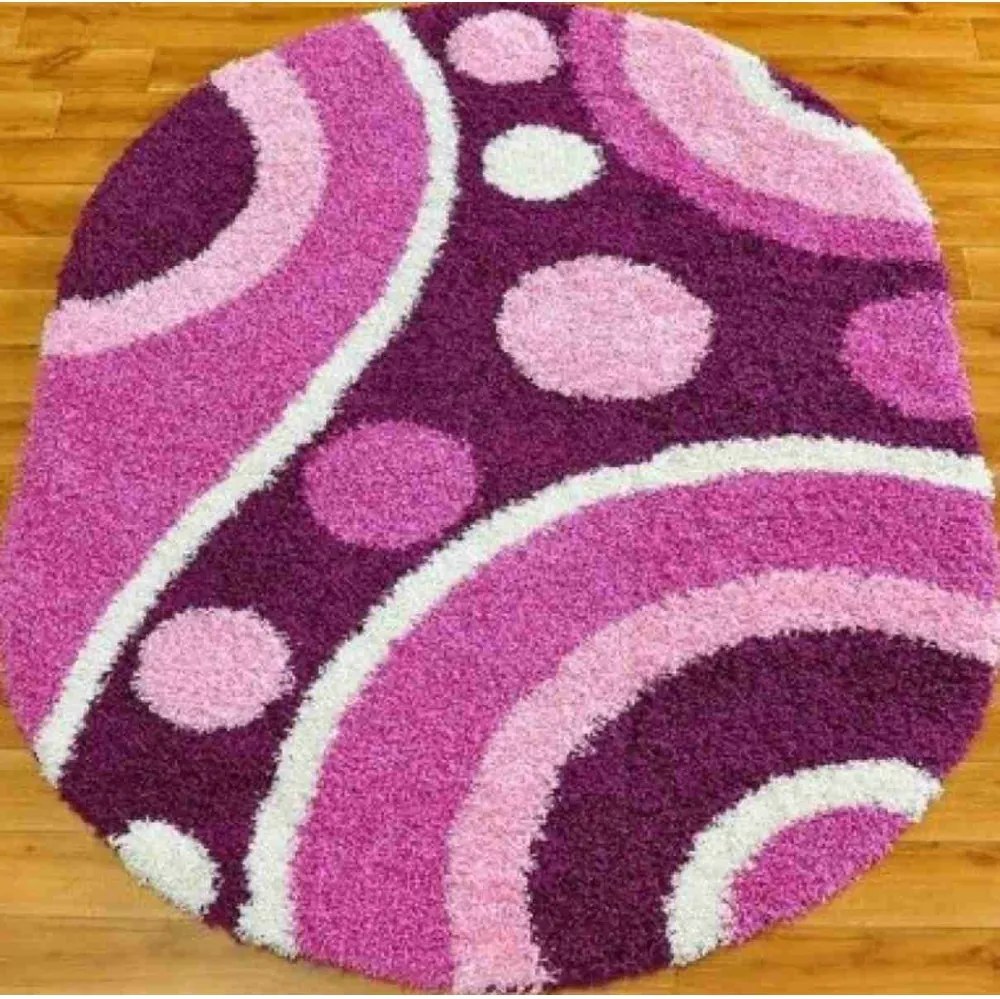 Kusový koberec Shaggy Loca Marco fialový ovál, Velikosti 140x190cm