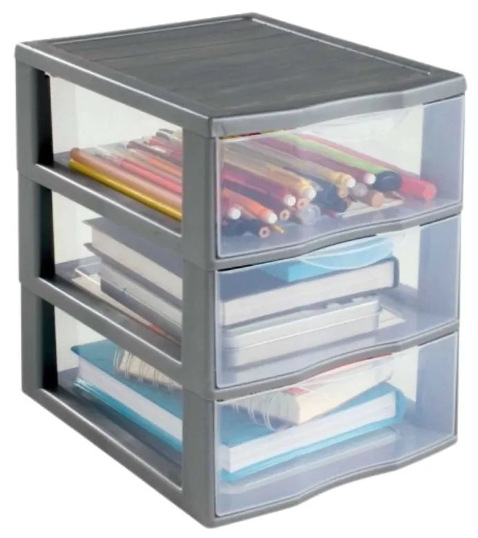 SUNDIS Úložný box s 3 zásuvkami, antracit, OFFICEMIX A5