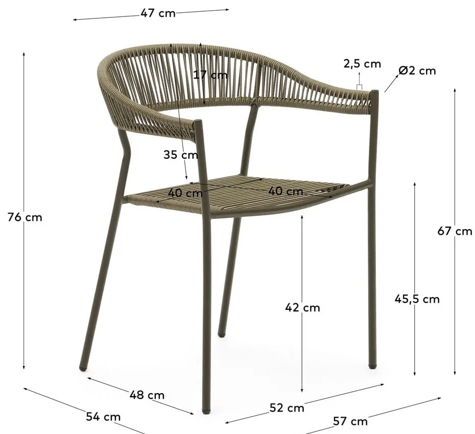 Kaki jedálenské stoličky z umelého ratanu v súprave 4 ks Futadera – Kave Home