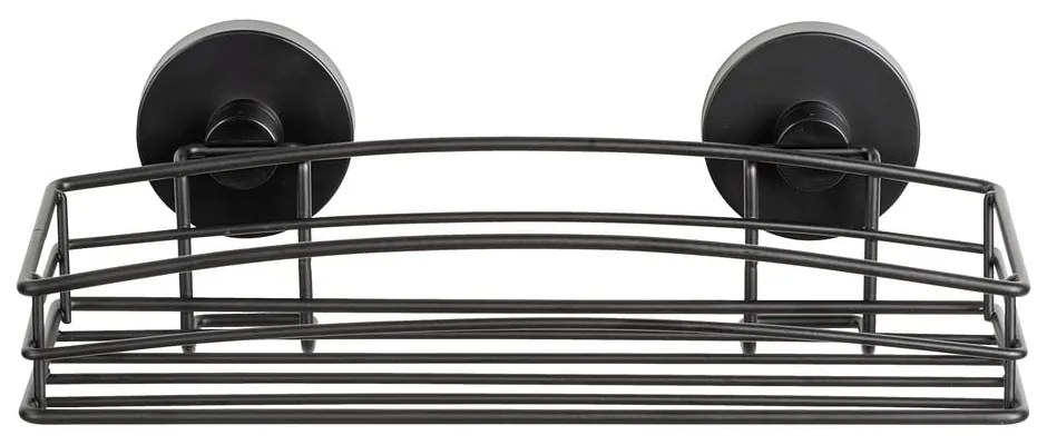 Čierna nástenná polica do kúpeľne Wenko Vacuum-Loc® Pavia, šírka 26 cm