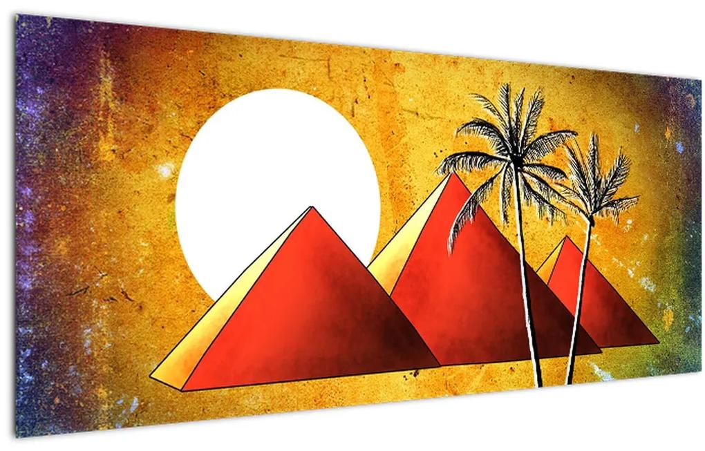 Obraz maľovaných egyptských pyramíd (120x50 cm)
