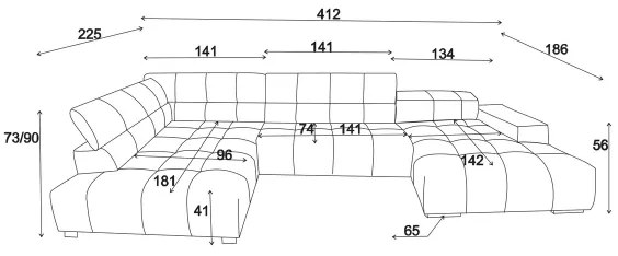 Rohová sedacia súprava do U TROPEA ľavá, sivá