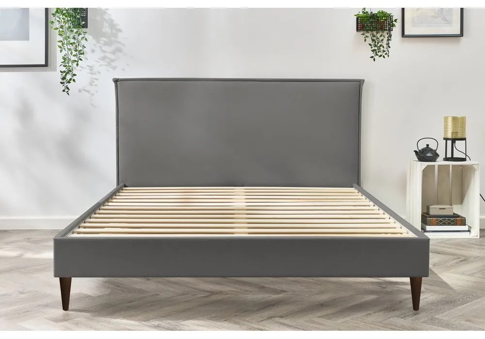 Tmavosivá dvojlôžková posteľ Bobochic Paris Sary Dark, 160 x 200 cm