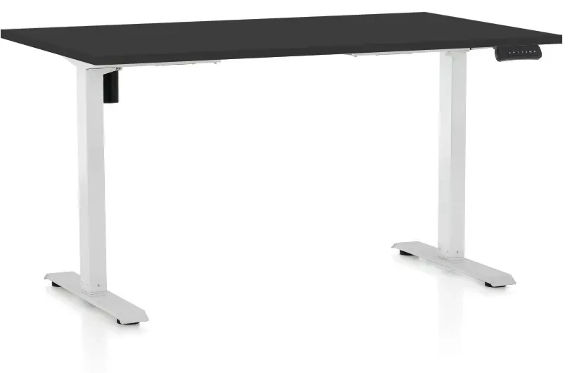 Výškovo nastaviteľný stôl OfficeTech B, 120 x 80 cm, biela podnož, čierna
