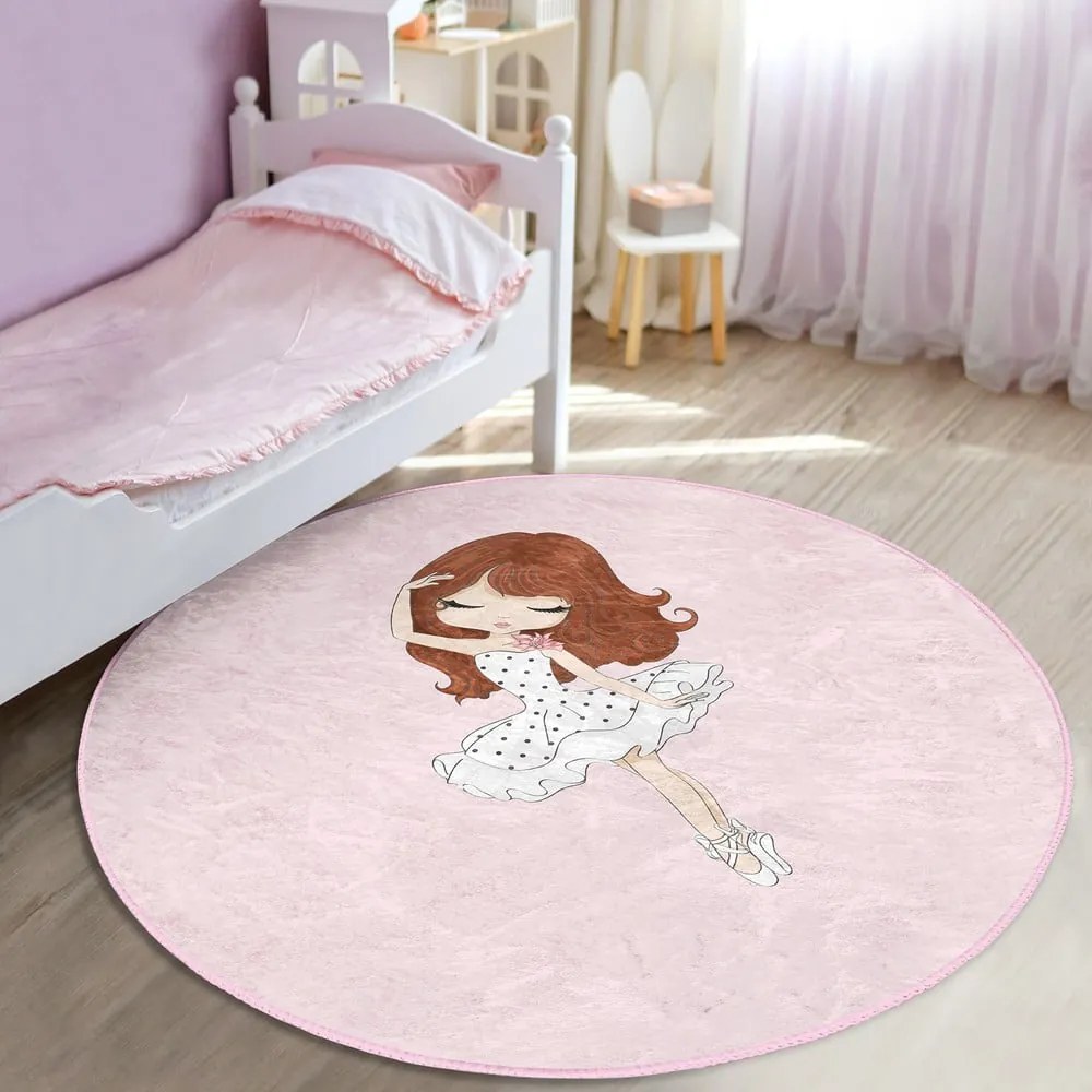 Ružový detský koberec ø 80 cm Comfort – Mila Home