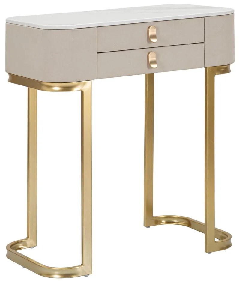 Béžový/v zlatej farbe konzolový stolík s doskou v dekore mramoru 40x70 cm Beauty – Mauro Ferretti