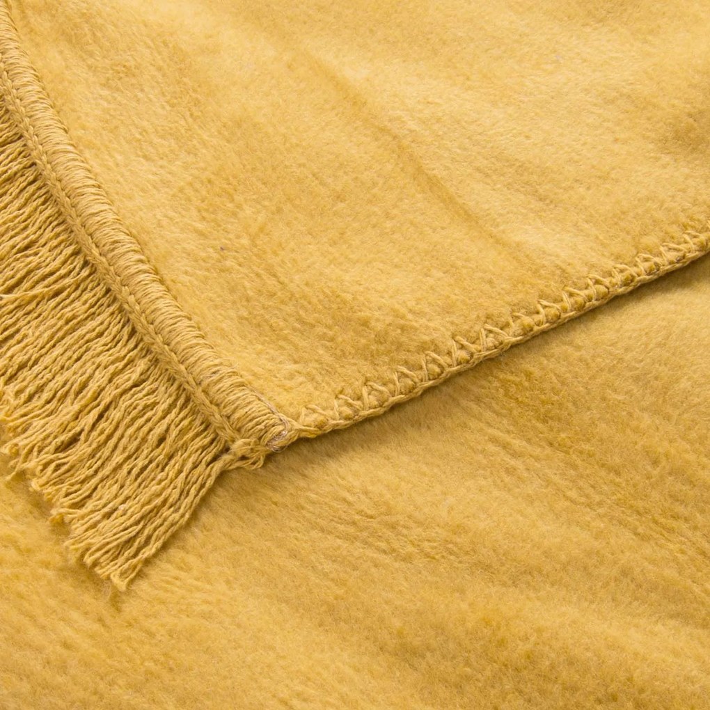 BAVLNENÁ DEKA BAT 150X200 CM HORČICOVÁ