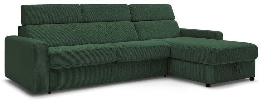 Tmavozelená menčestrová rozkladacia rohová pohovka (variabilná) Monaco – Bobochic Paris