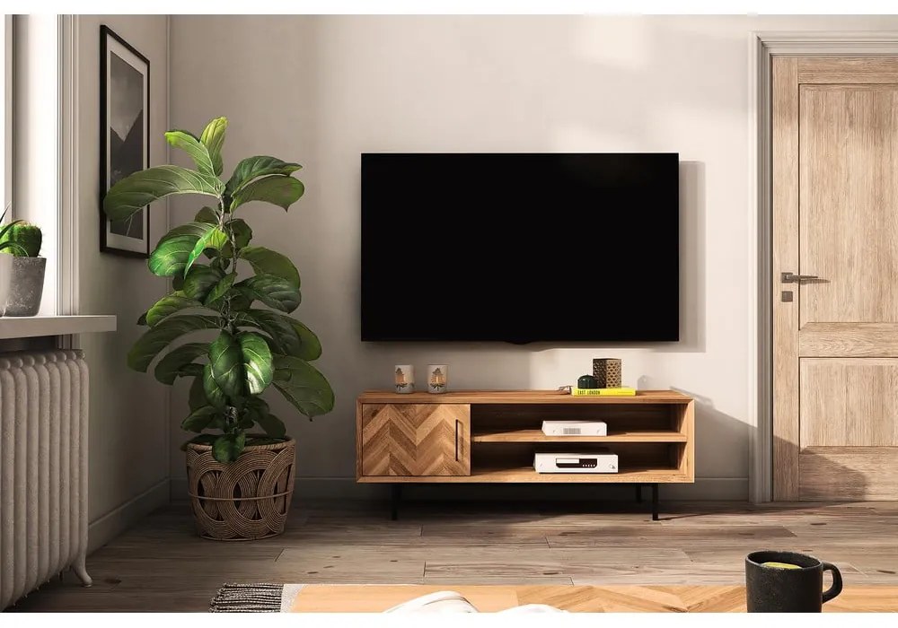 TV stolík z dubového dreva v prírodnej farbe 144x50 cm Abies - The Beds