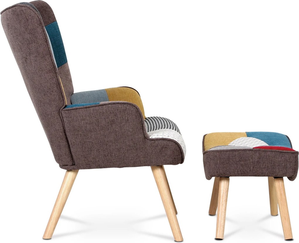 Sconto Kreslo s podnožkou GUNNAR patchwork