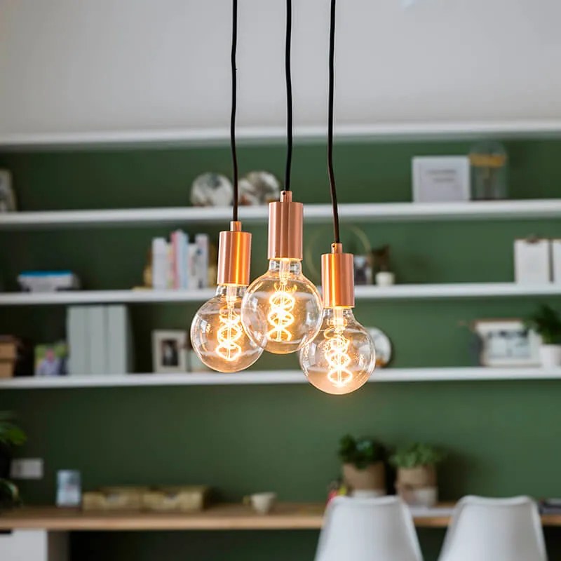 Závesné svietidlo v štýle art deco medené 3-svetlo - Facil