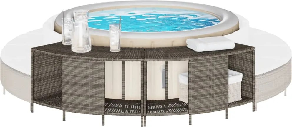 Úložné police pre vírivku 2 ks sivé polyratan 365619