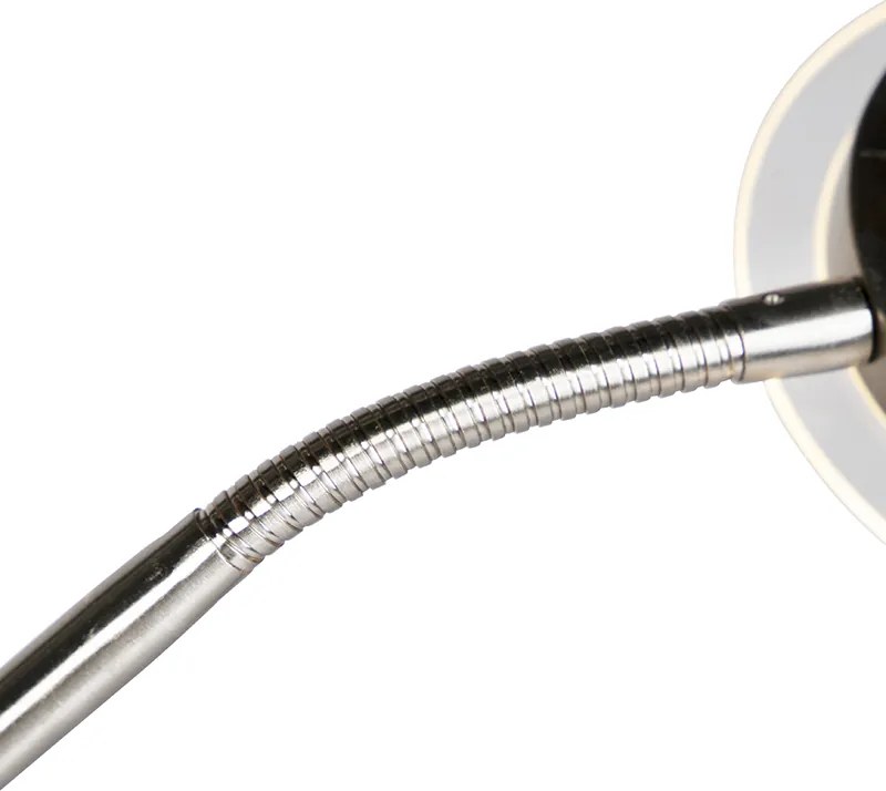 Moderná stojaca lampa oceľ a sklo vrátane LED s ramenom na čítanie - Divine