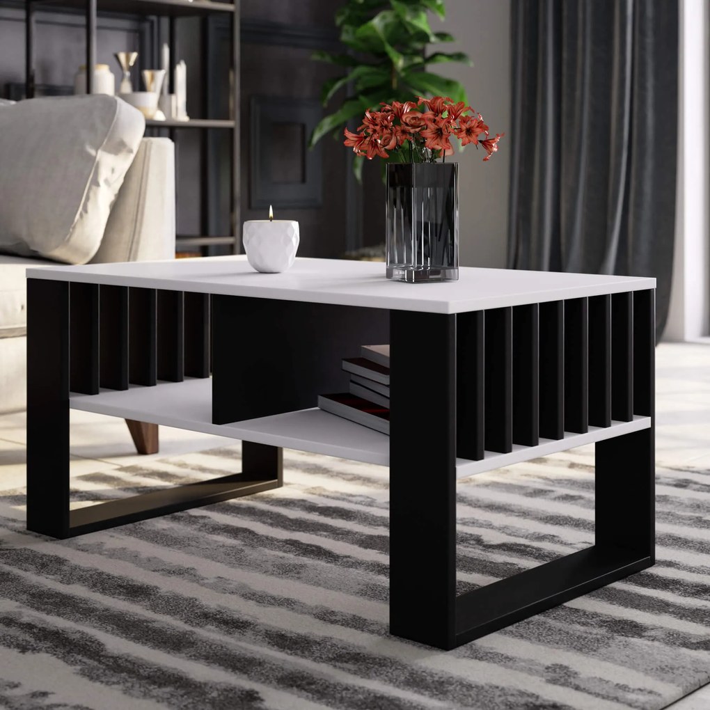 Konferenčný stolík Rockford biely/čierny