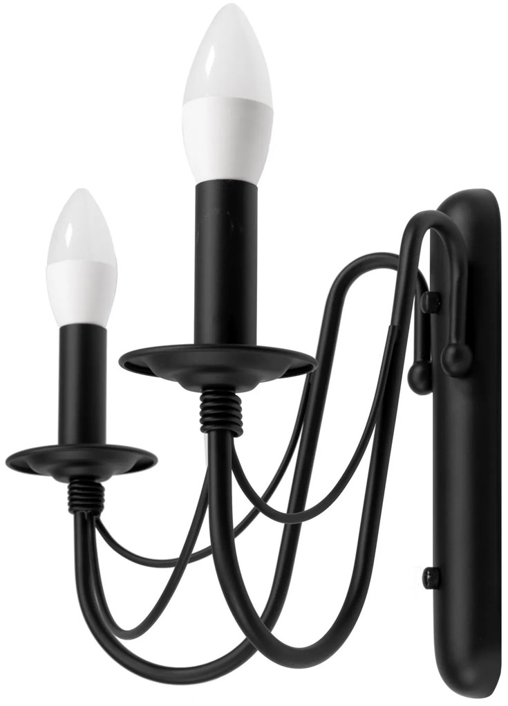 Toolight - Nástenné svietidlo 2xE14 60W APP743-1W, čierna, OSW-08145