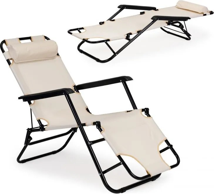 Ležadlo s opierkou hlavy, skladacia konštrukcia, béžové