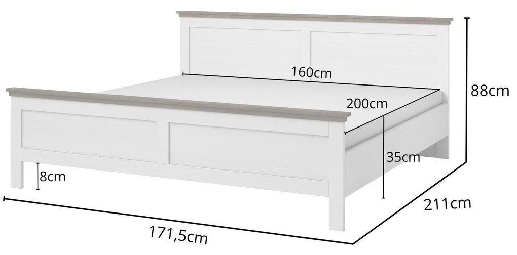 Manželská posteľ 160 cm Elvina S Typ 31 (biely popol + dub lefkas). Akcia -19%. Vlastná spoľahlivá doprava až k Vám domov. 1030999