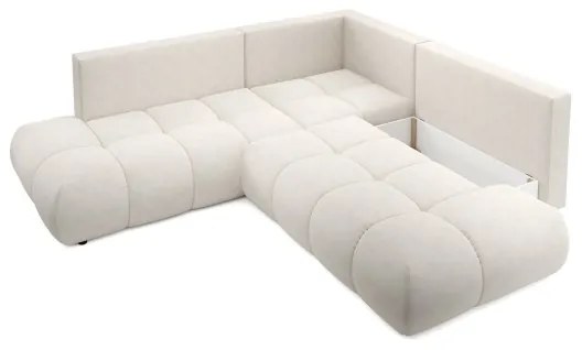Rozkladacia rohová čalúnená sedacia súprava ALMADA do tvaru L s úložným priestorom, pravá, béžová