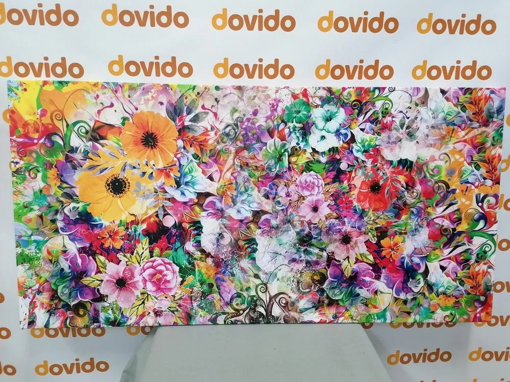 Obraz pestrofarebné kvety - 100x50