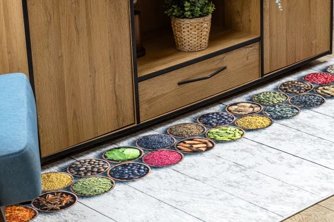 Protišmykový koberec / behúň ANDRE 33200 strieborný / béžový