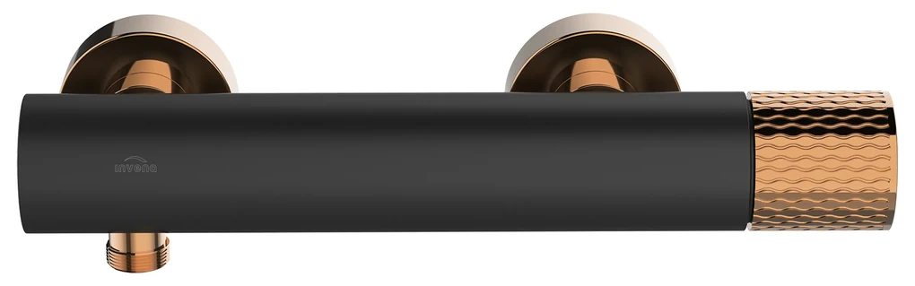 Invena Moonlight, nástenná sprchová batéria 150 mm, čierna-ružové zlato, INV-BN-77-014-V