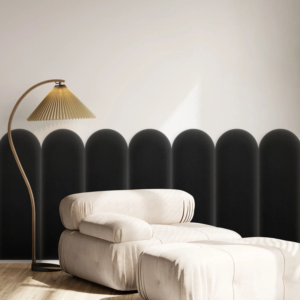 Zamatový čalúnený panel - Oblúk - 20x80cm Farba: Čierna