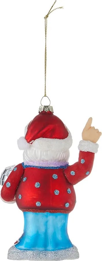 HANG ON Sklenená ozdoba Santa a disko