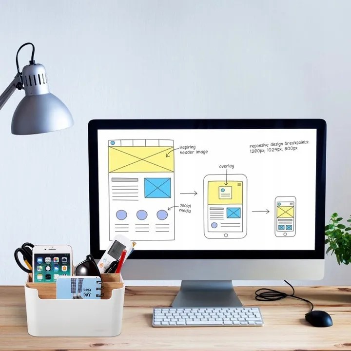 ALTOM Organizér s bambusovými prepážkami, biely OWELEK, 18x14x10