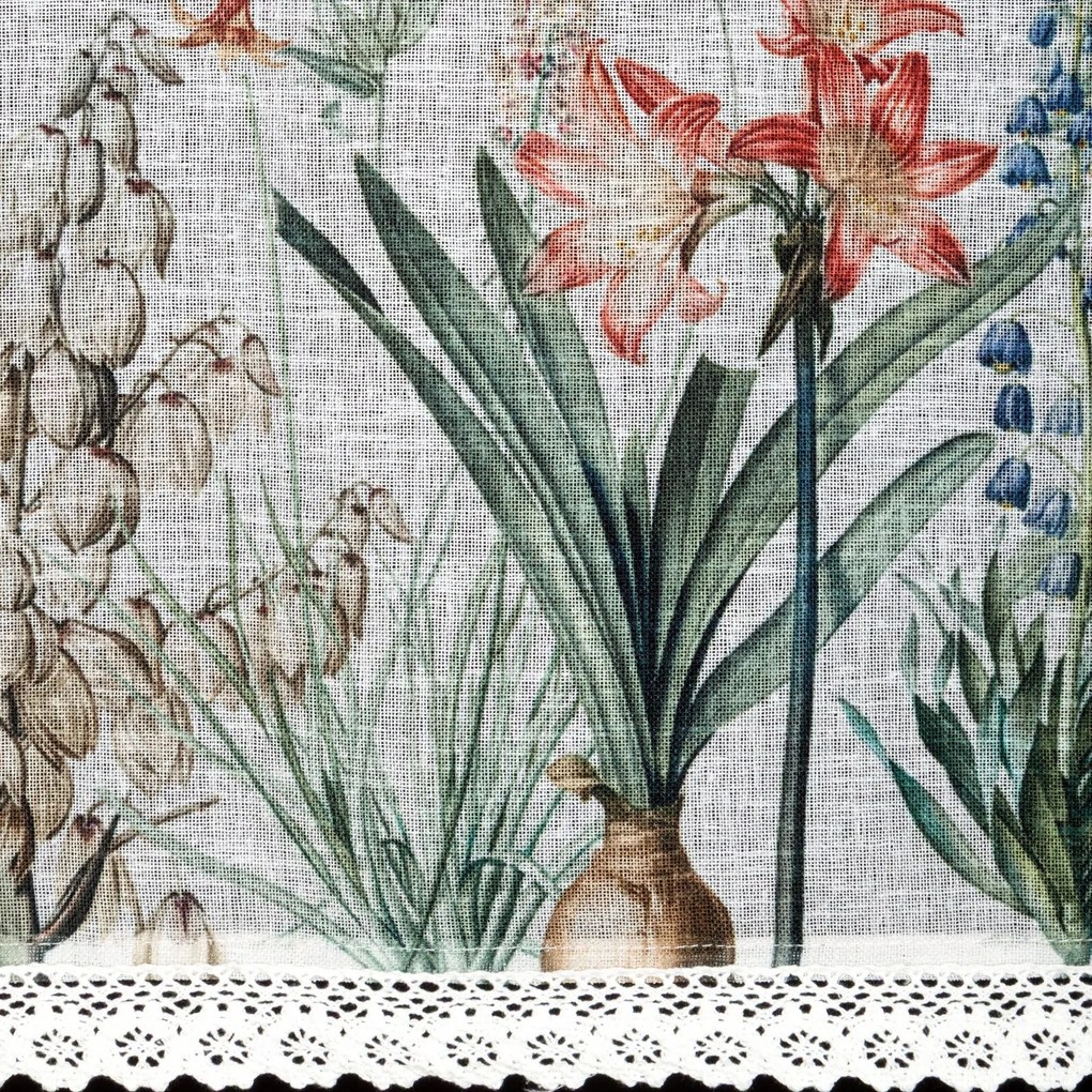 EUROFIRANY KRÁTKA ZÁCLONA NA PÁSKE NEMEZJA 150X60 CM KVETY