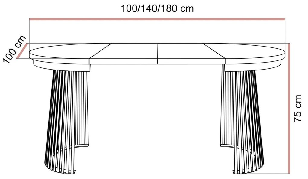 OKRÚHLY ROZKLADACÍ JEDÁLENSKÝ STÔL SIMEON KAŠMÍR 100 / 180 cm