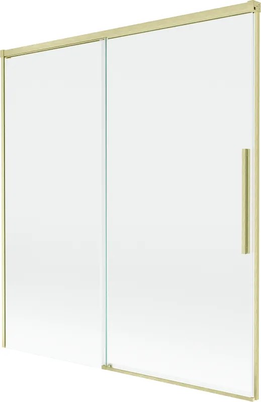 Mexen Rox, 2-krídlová posuvná vaňová zástena 150 x 150 cm, 8mm číre sklo, zlatý matný profil, 8C9-150-001-55-00