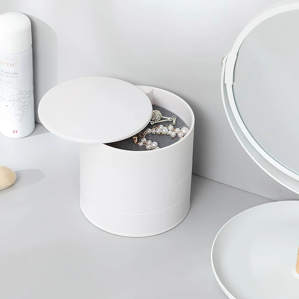 VERK GROUP 4 - poschodový okrúhly organizér na šperky, šperkovnica, biela