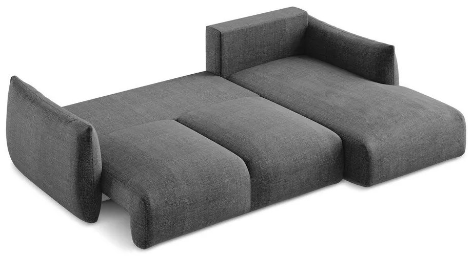 Tmavosivá rozkladacia rohová pohovka (pravý roh/s leňoškou) Leila – Makamii