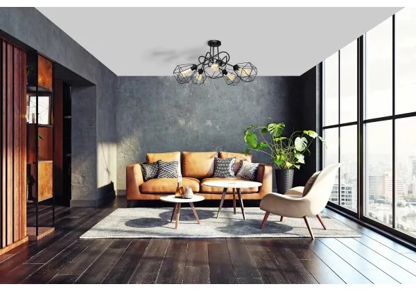 Prisadený luster KARO 5xE27/15W/230V čierna