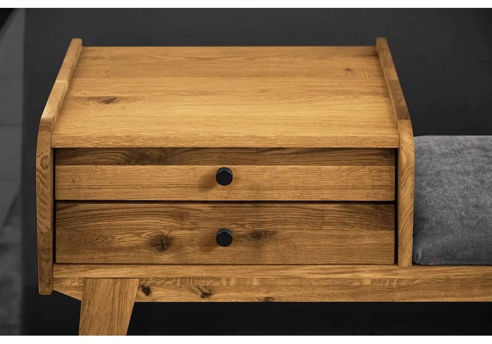 Lavica so zásuvkami z dubového dreva so svetlosivým sedákom Retro - The Beds